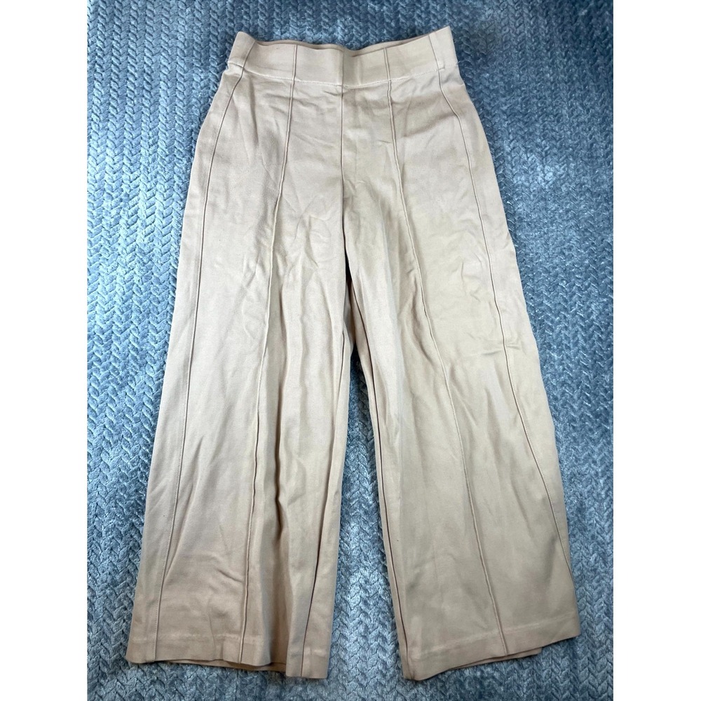 Jones New York Crop Pants Womens Small Tan Stretch Pull On Wide Leg Minimalist